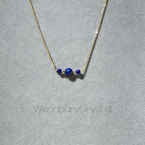 Minimalist necklace |Natural lapis lazuli necklace|Dainty lapis lazuli bar necklace|Solid Gold |Rose gold |Sterling Silver|Gold filled chain