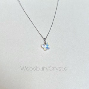 Dainty aura necklace |sparkly rainbow aura butterfly necklace |Silver necklace |14k gold filled necklace