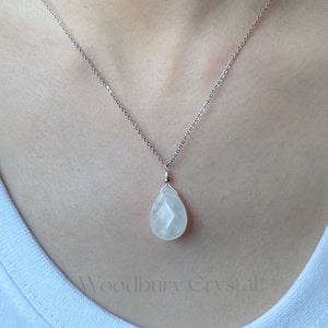 Natürliche Bergkristall Kette| Zierliche Tropfen Weiße KristallKette | BergkristallSolid Gold | Roségold | SterlingSilber| Gold filled Kette