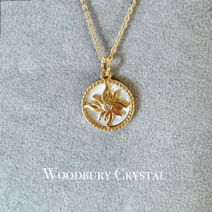 Dainty sun necklace |Mother of pearl necklace |Sterling Silver necklace |Gold filled chain|Solid gold necklace |