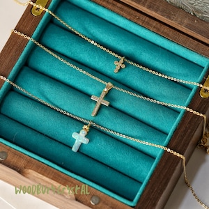 Elegant korshalsband | Opalhänge | Guldkorshalsband | Sterlingsilver | 14k guldfyllt