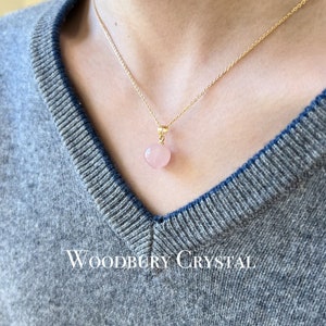 Dainty Rose Quartz Necklace|Natural Rose Quartz Peach pendant| Sterling Silver Necklace | 18k Solid Gold Necklace |Healing Crystal Necklace|