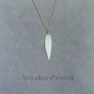 Natural Mother of Pearl Necklace|Dainty Leaf Necklace| Sterling Silver Necklace | 18k Solid Gold Necklace| 14K filled