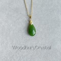Jade gemstone Necklace|High quality Jade teardrop necklace |Solid Gold |Rose gold |Sterling Silver|Gold filled chain