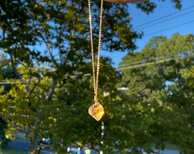 Raw citrine necklace |Healing crystal necklace|Chakra healing necklace|November birthstone necklace