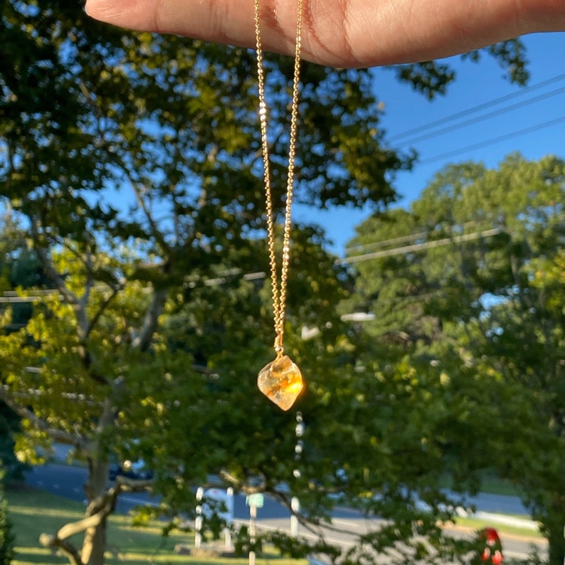 Raw citrine necklace Healing crystal necklaceChakra healing necklaceNovember birthstone necklace image 1