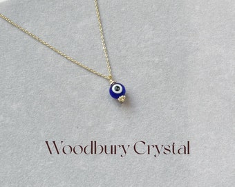 Dainty evil eyes charm necklace | Turkish Evil eye pendant | 14k gold filled chain | 925 Sterling silver |Gift for best friend |Minimalist