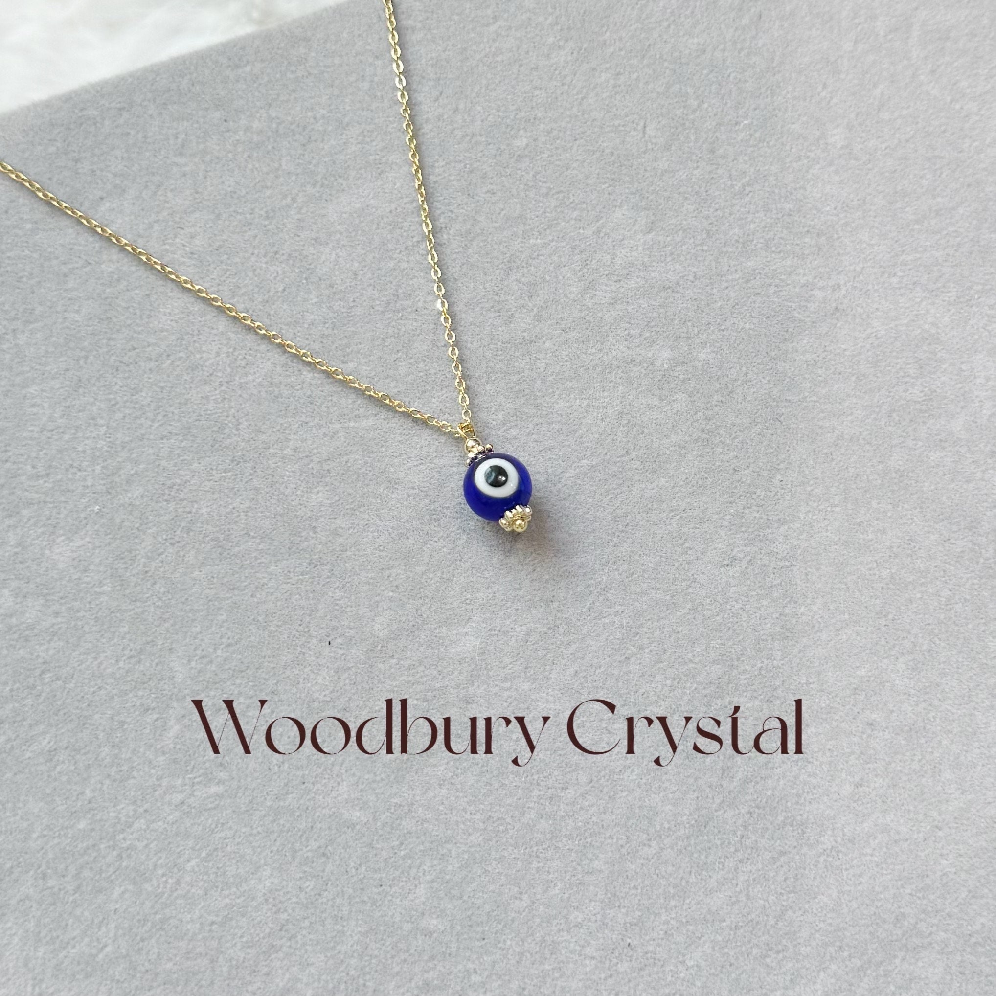 Dainty Evil Eyes Charm Necklace | Turkish Evil Eye Pendant | 14k