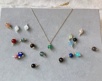 Dainty Natural Crystal necklace |Chakra healing crystal |14k gold filled |Carnelian Lapis Lazuli Rose Quartz Moss agate Citrine Amethyst