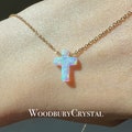 Dainty Opal Cross Necklace | Unique Lab-created Fire Opal |Solid Gold |Rose Gold |Sterling Silver | Gold Filled Chain