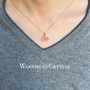 Natural Rose Quartz Necklace |Dainty Rose Quartz double point Pendants|Pink Jewelry|14k Gold-Filled Necklace |Sterling Silver |Rose Gold
