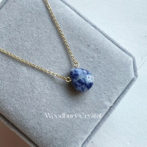 Dumortierite teardrop Necklace|Dainty Dumortierite necklace|Solid Gold |Rose gold |Sterling Silver|Gold filled chain