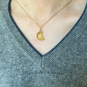 Natural citrine necklace |Dainty citrine moon necklace |Healing crystal necklace|Sterling silver necklace|Solid Gold necklace