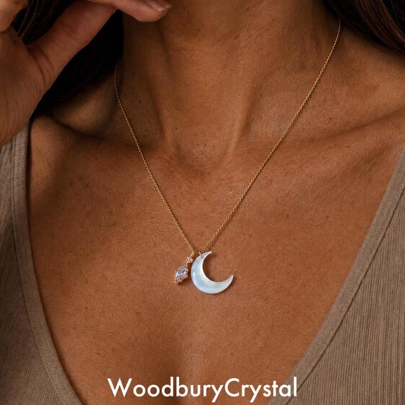 Necklace Sterling Silver Dainty Silver Moon Necklace Sterling Silver Moon Necklace