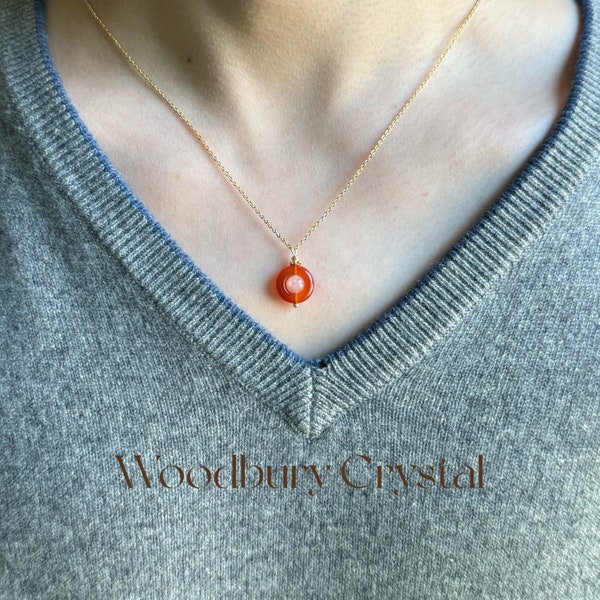 Natural Carnelian with Peach Moonstone necklace |Dainty Crystal Necklace |14k Gold Filled Necklace |Sterling Silver |Rose Gold chain