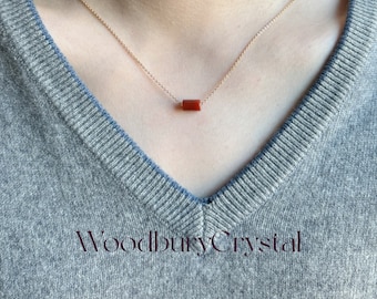 Natural carnelian necklace |Dainty carnelian Bar necklace |Gemstone necklace |925 Silver necklace |14k Gold necklace|Tiny Carnelian bar