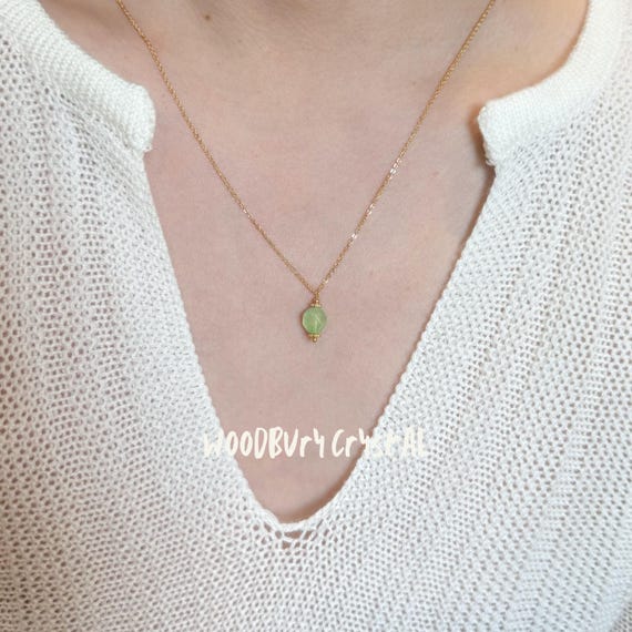 Natural Green Aventurine Necklace| Dainty Charm Pendant| 14k gold filled chain | 925 Sterling silver|Gift for her |Minimalist necklace