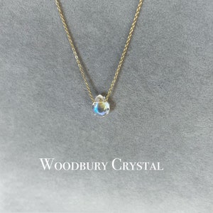 Rainbow aura quartz necklace |Dainty tear drop necklace |Silver necklace |14k gold filled necklace|Solid gold necklace