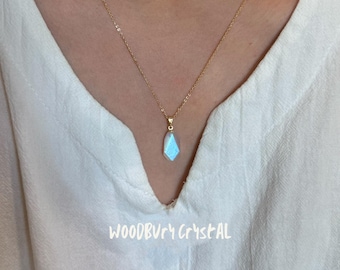 Natural Moonstone Necklace Blue Glow GUARANTEED| Dainty Raw Stone Pendant| High Quality Crystal| Silver necklace| 14k gold filled necklace