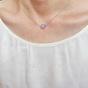 Dainty aura bead necklace |sparkly purple aura beadnecklace |Silver necklace |14k gold filled necklace