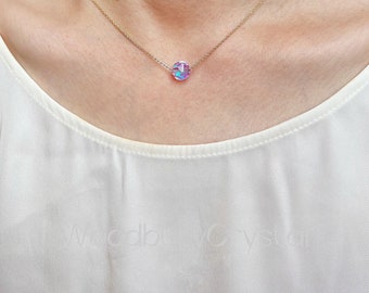 Zierliche Aura Perlenkette |parkly lila Aura Perlenkette | Silberkette |14k gold filled Kette