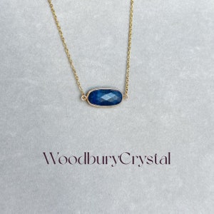 Natural Lapis Lazuli bar necklace|Healing crystal necklace |crystal pendant |14k gold filled chain |Sterling silver necklace| Gift for women