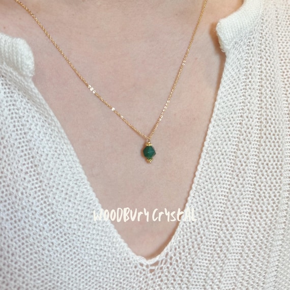 Natural Green Agate Necklace| Dainty Charm Pendant |14k gold filled chain | 925 Sterling silver|Gift for her |Minimalist necklace