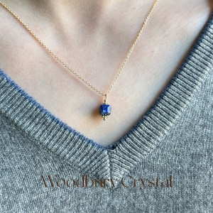 Natural Lapis Lazuli necklace| Dainty charm pendant |14k gold filled chain | 925 Sterling silver|Gift for best friend |Minimalist necklaces