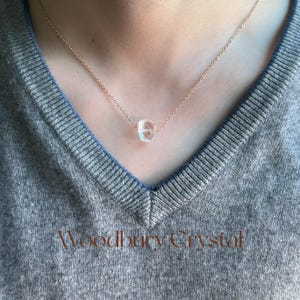Natural Raw Clear Quartz necklace|Healing crystal necklace| Empath protection jewelry |14K gold filled chain| Sterling silver necklace|