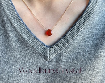 Natural carnelian necklace |Dainty carnelian Teardrop necklace |Gemstone necklace |925 Silver necklace |14k Gold necklace|18k Solid gold