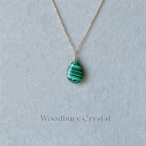 Malachite teardrop necklace |Dainty Malachite necklace |Real malachite |Silver necklace |14k gold filled necklace