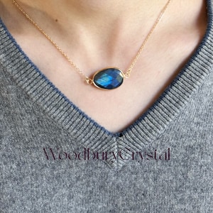 Natural labradorite necklace|High quality labradorite necklace |14k gold filled necklace | Sterling silver necklace| Blue flash labradorite