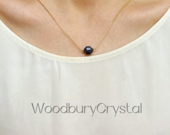 Dainty blue Sandstone necklace|Bright star sandstone necklace |18k solid gold|sterling Silver necklace |14k gold filled necklace