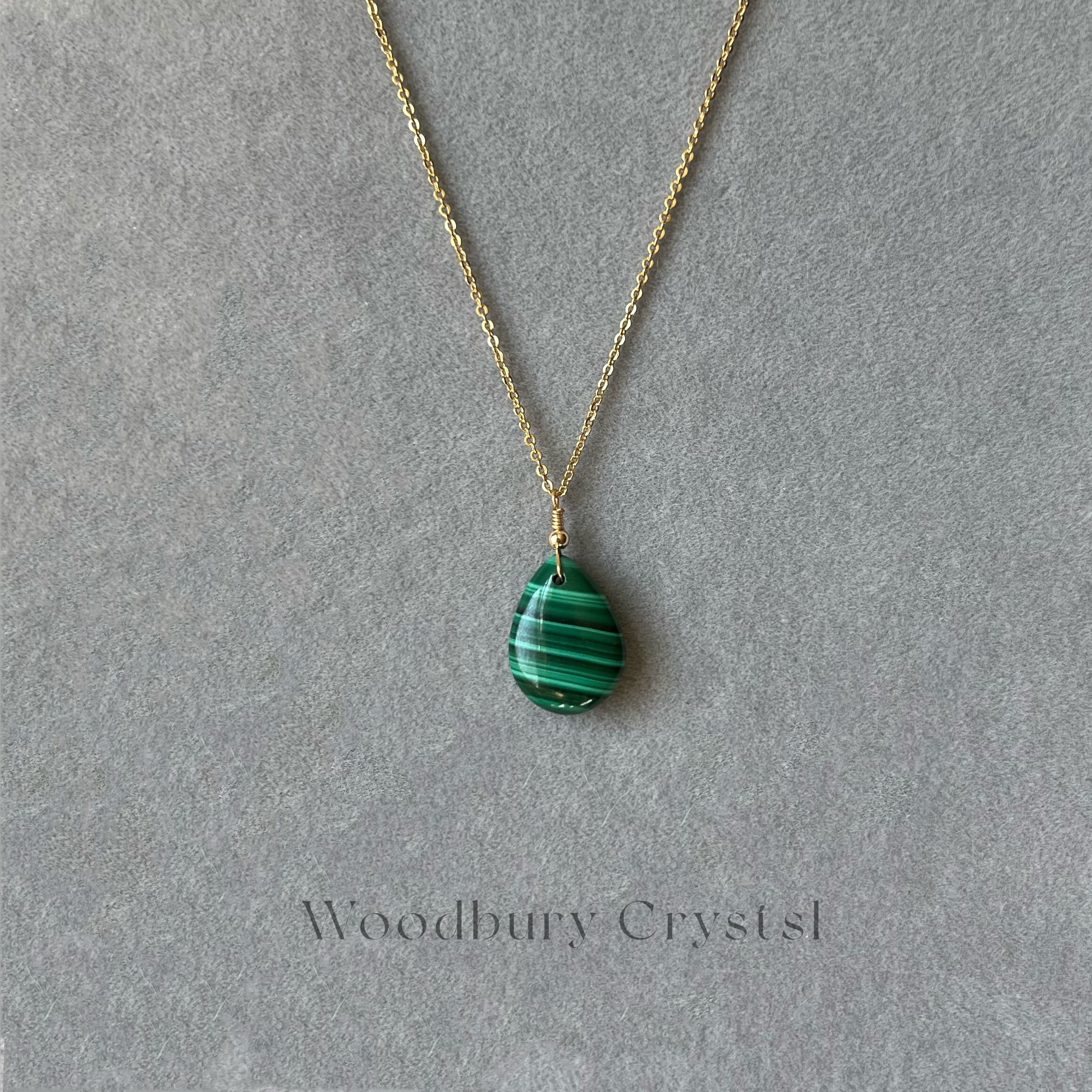Malachite Teardrop Necklace dainty Malachite Necklace real Etsy