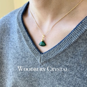 Genuine Malachite necklace|Dainty Malachite sector necklace |Solid Gold |Rose gold |Sterling Silver|Gold filled chain