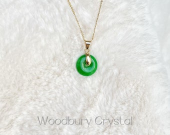 Jadeite Jade necklace |Dainty jade doughnut necklace |green jade |Silver necklace |14k gold filled necklace