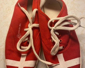 Vintage ~ Denmark Flag Shoes Sneakers - Size 36