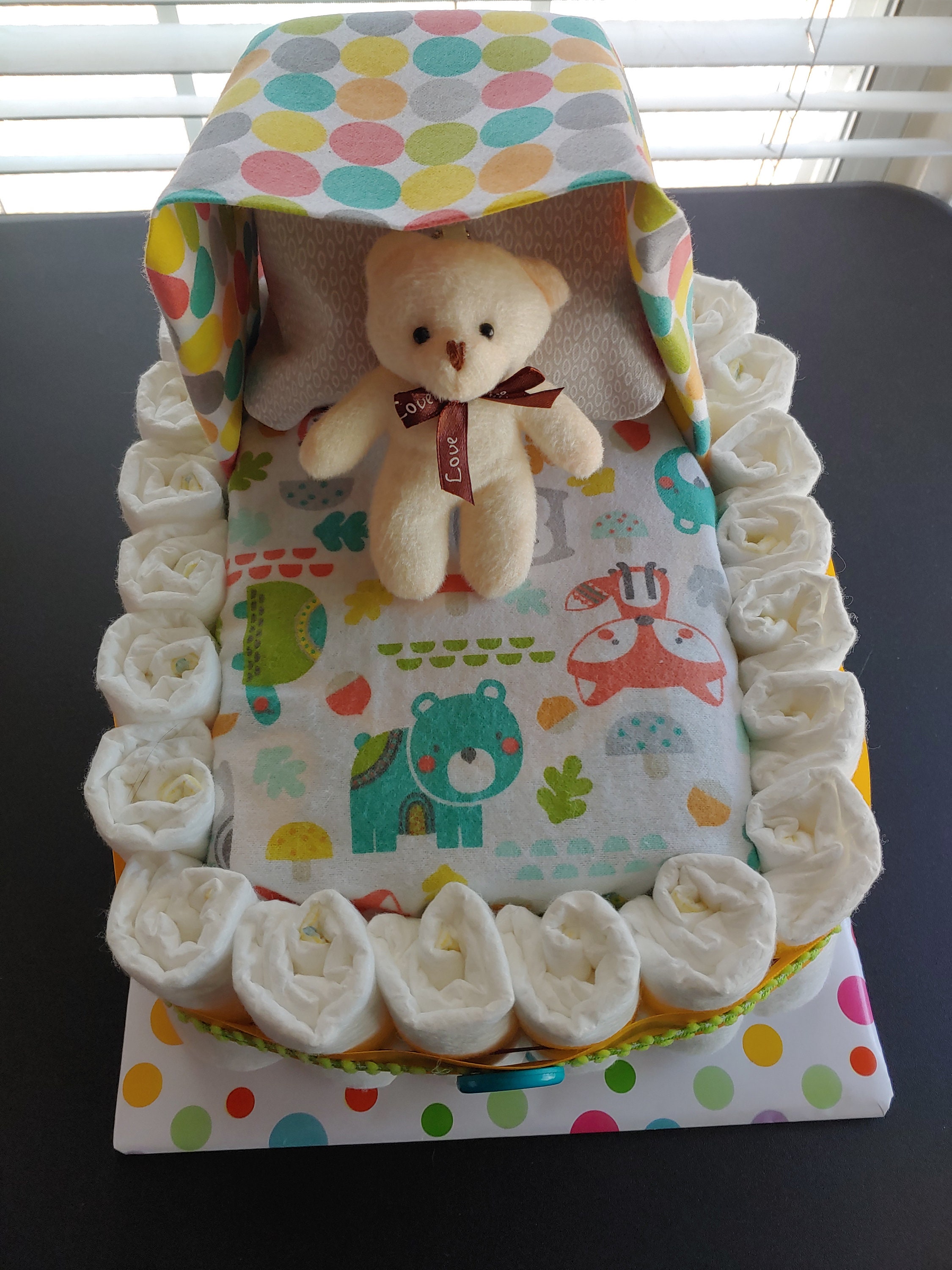 Colorful Baby Animals Diaper Cake Etsy