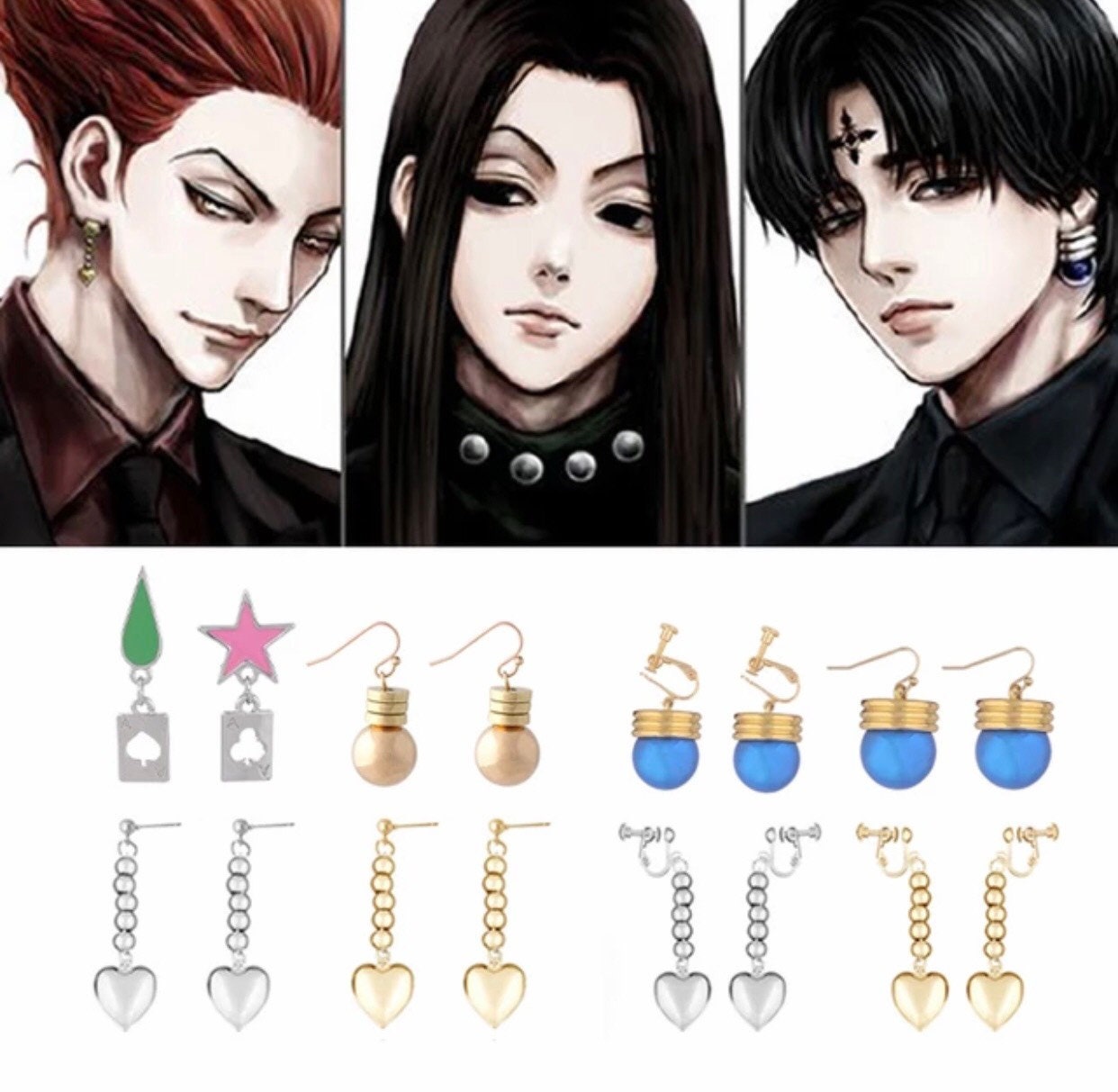 Anime Hisoka Earrings Star Pendant Jewelry Accessories Chain Etsy