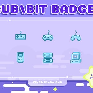 Twitch Sub / Bit Badges / Streamer / Badges for Streamers / Pixel / Cute Sub Badges / Bit Badges / Sub Badges / Pixel Badges / Blue Pixel