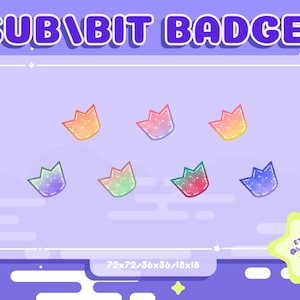 Twitch Sub/ Bit Badges / Streamer / Badges for Streamers / Crown / Cute Sub Badges / Bit Badges / Sub Badges / Crown Badges