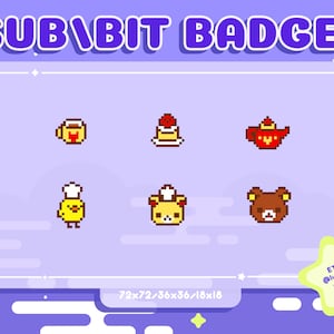 Twitch Sub / Bit Badges / Streamer / Badges for Streamers / Pixel / Cute Sub Badges / Sub Badges / Pixel Badges / Pixel Rilakkuma / Cafe