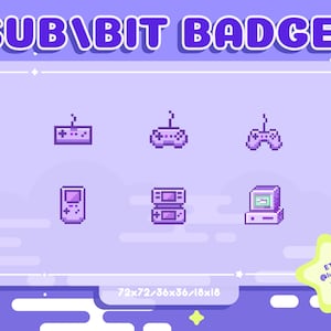 Twitch Sub / Bit Badges / Streamer / Badges für Streamer / Pixel / Niedliche Sub Badges / Lila / Sub Badges / Pixel Badges / Lila Pixel