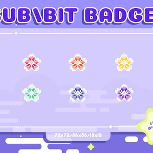 Twitch Sub / Bit Badges / Streamer / Badges for Streamers / Pixel / Cute Sub Badges / Sub Badges / Pixel Badges / Pixel Sakura / Sakura