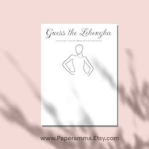 Guess the Dress Bridal Shower Wedding Printable Game