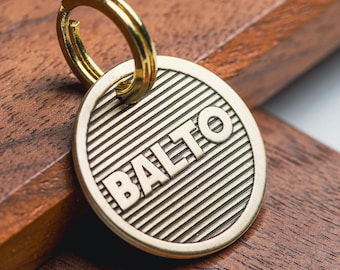 Personalized Brass Pet ID Tag, Engraved Dog Cat Tag, 30mm, 25mm Dog Name Tag, Dog Tag for Collar, Pet Gifts, Dog ID Tag with Phone Number