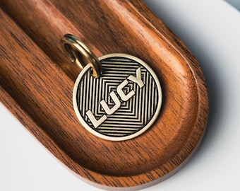 Engraved Brass Pet ID Tag, Custom Dog Cat Collar Tag