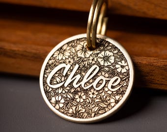 Personalized Brass Pet ID Tag, Engraved Dog Cat Tag, 25mm Dog Name Tag, Custom Dog Tag for Collar, Pet Gifts, Dog ID Tag with Phone Number