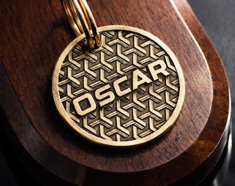 Personalized Brass Pet ID Tag, Engraved Dog Cat Collar Tag, 25mm