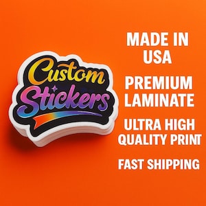 100 Vinyl Stickers customized: Waterproof Personalized Logo Decals, 3x3&quot; Max